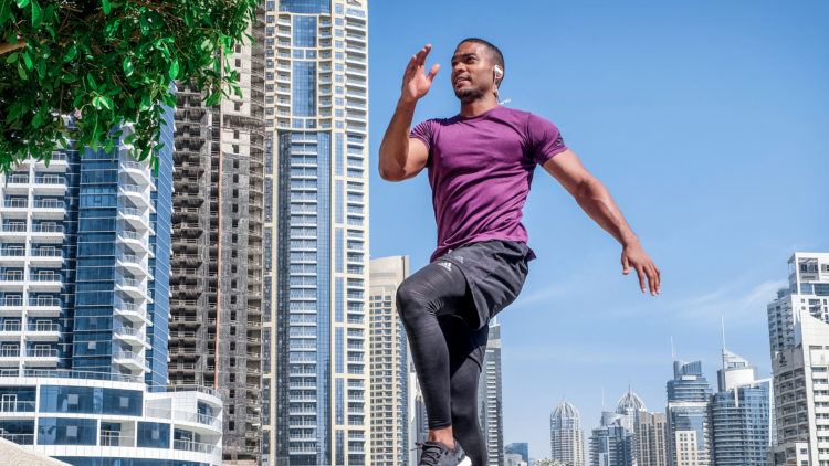 Man running in the city