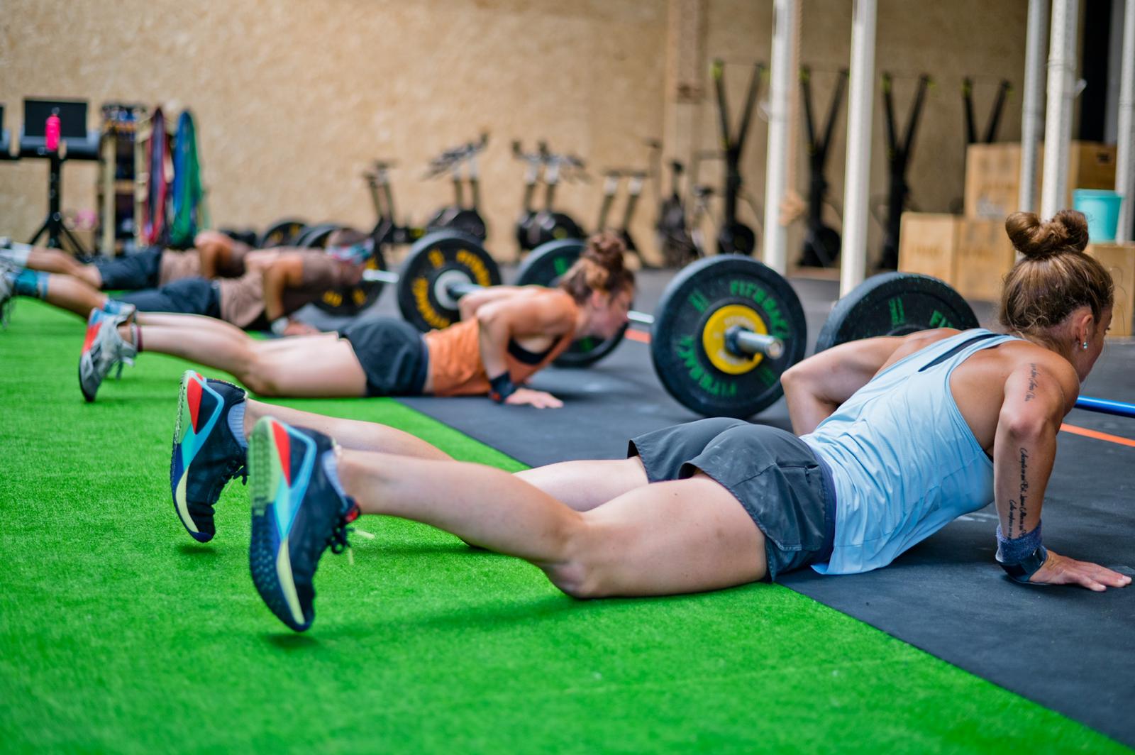 Burpee circuit training for law enforcement fitness testing at Blue Line Fitness Testing in Edmonton, Alberta