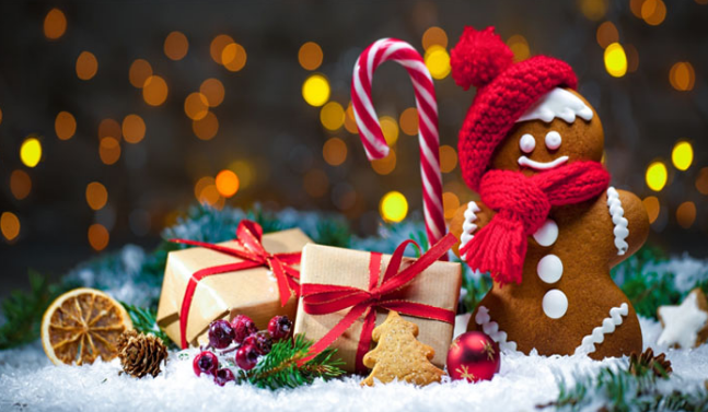 Holiday cookies and decorations