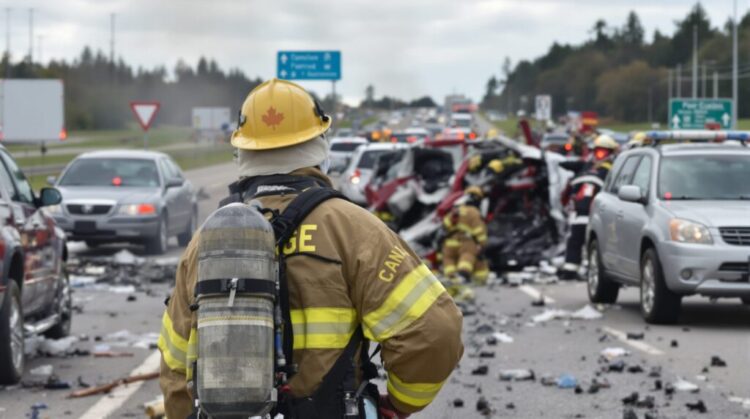 Firefighter at a vehicle collision