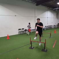 Hurdles in the PARE test at Blue Line Fitness Testing in Edmonton, Alberta
